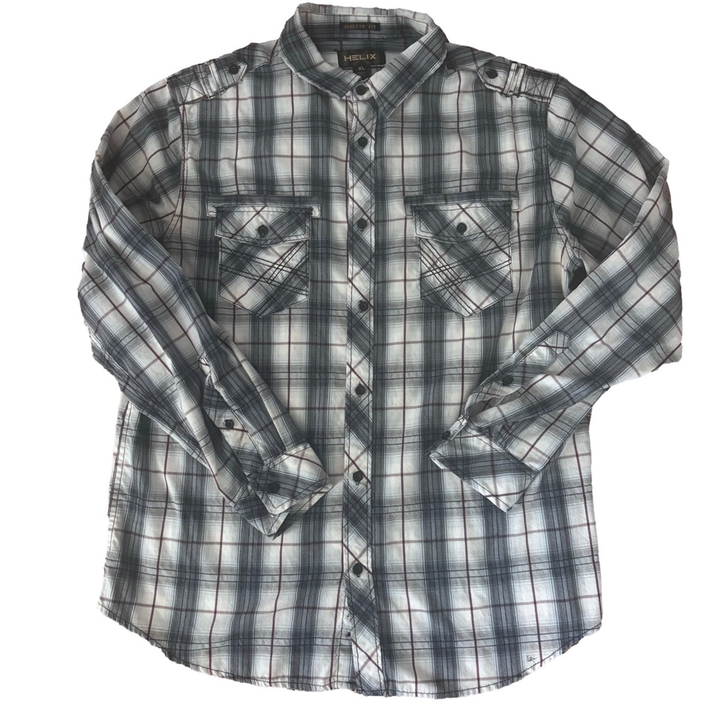 helix men’s Button Up Shirt – Plaid – XL - Picture 1 of 4